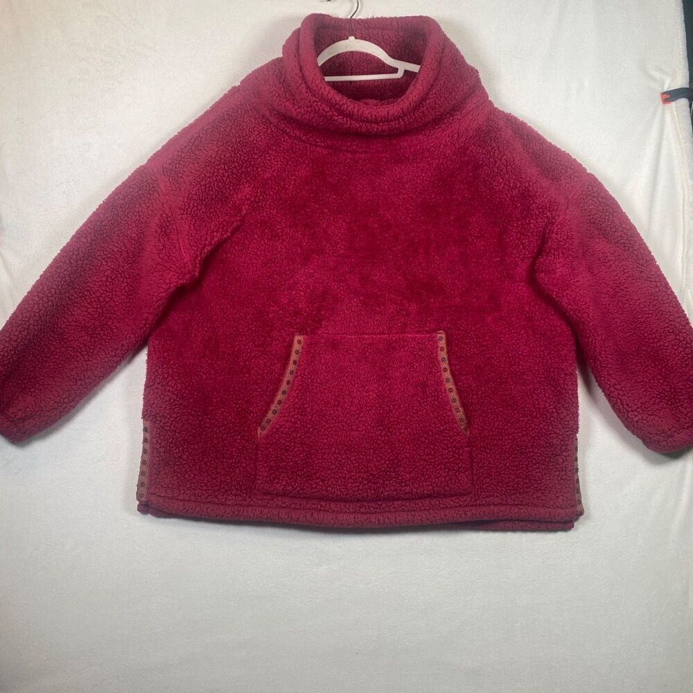 Sundance Teddy Sherpa Fleece Pullover Cowl Neck Fuchsia Size L